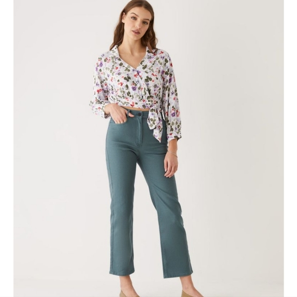 FRANK & OAK Floral Printed Wrap Top Blouse - Picture 3 of 13